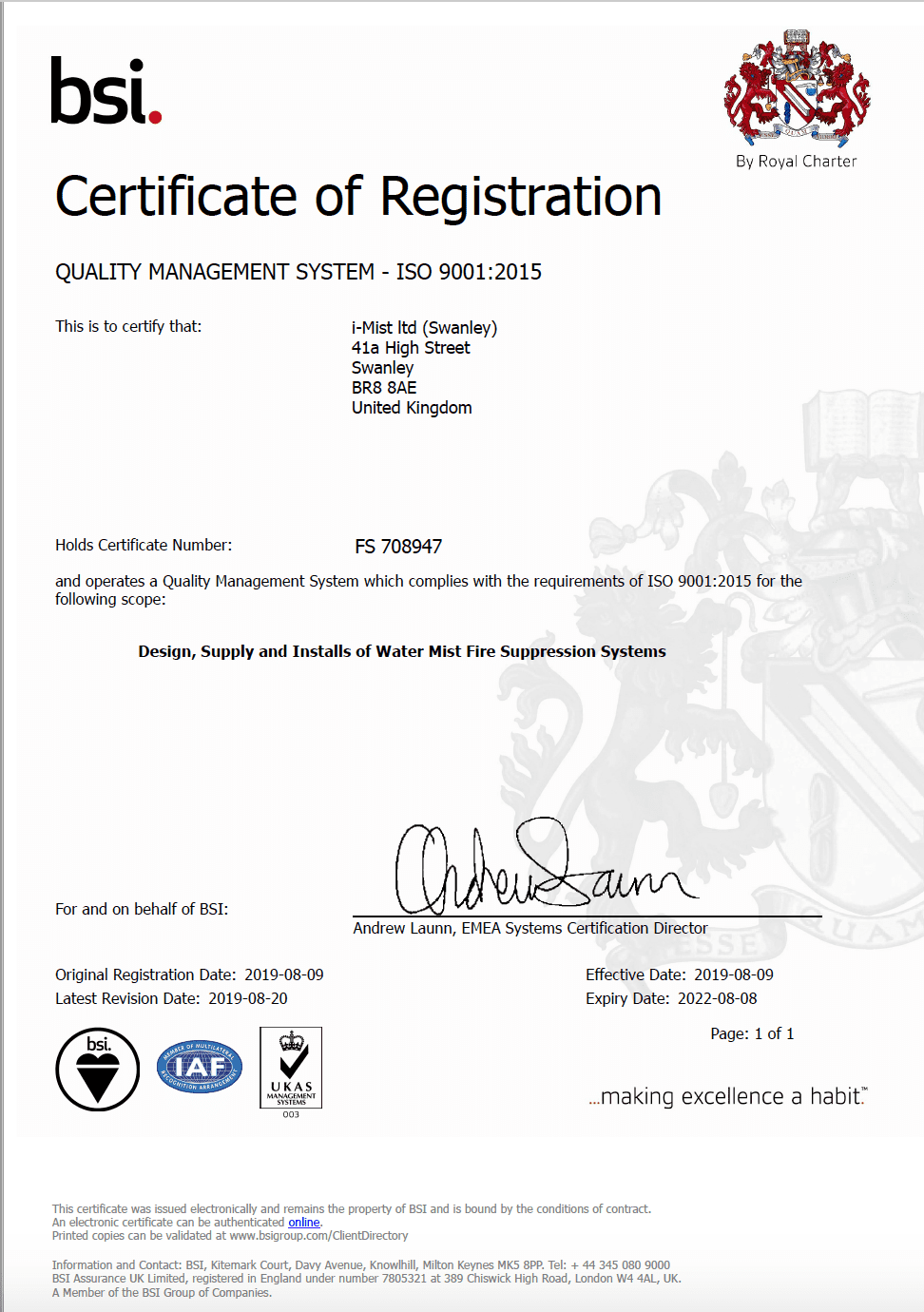 BSI certificate