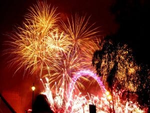 fireworks over London eye