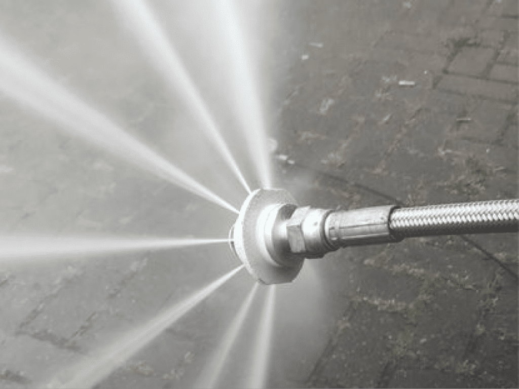 Water spraying out of an iMist fire suppression nozzle